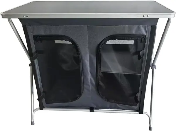Campingschrank XL Faltbar, Schwarz, Polyester und…