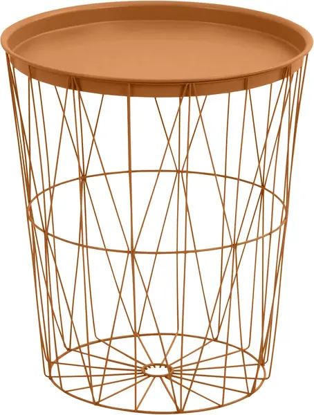 Drahtkorb-Tisch mit Tablett, Stahl, Ø ca. 40 cm, Höhe ca.…