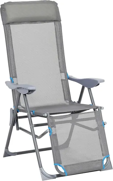 Klappstuhl Lido Grau/Blau [59 x 190 x 75 cm]…