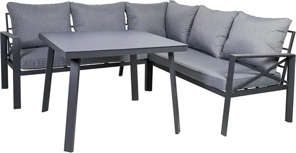 Lounge-Set Amsterdam aus Stahl für 5 Personen, 4-teilig
