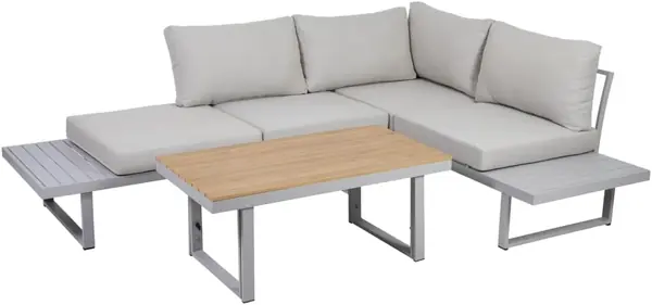 Lounge-Set Aruba aus Aluminium für 4 Personen, 3-teilig…
