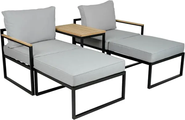 Lounge-Set Madrid, mit Holzbestandteilen, Grau…