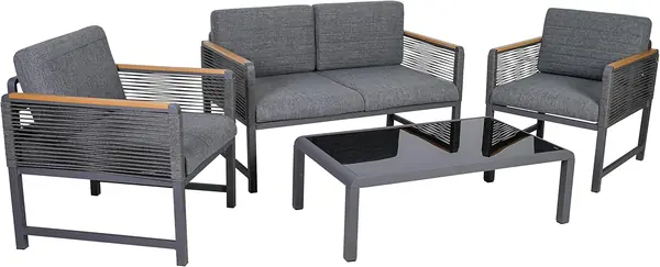Lounge-Set Nevi bestehend aus Bank, Zwei Sesseln und…