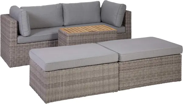 Lounge-Set Olea, Rattan Lounge Set mit Tisch