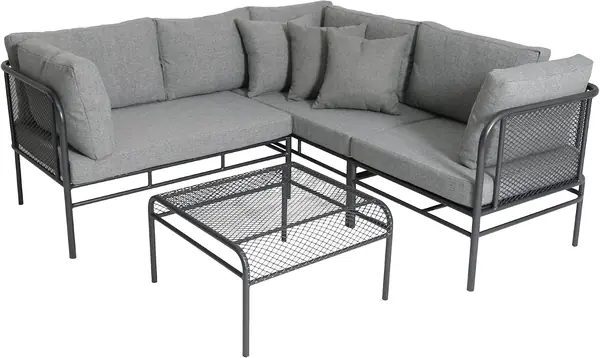 Loungeset Toulouse eisengrau/grau, Eckbank mit Tisch für…