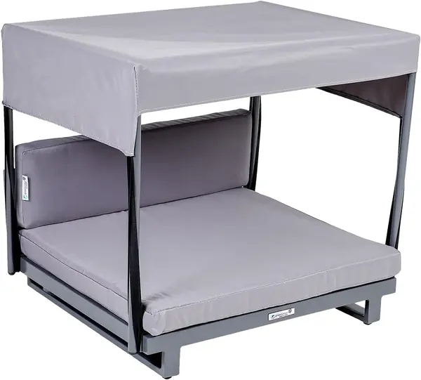PET Hundebett mit Dach aus Aluminium und 100% Polyester…