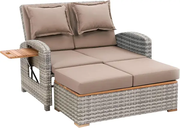 Rattan-Lounge Bahia Style 3-in-1 mit Teilen aus Teak…