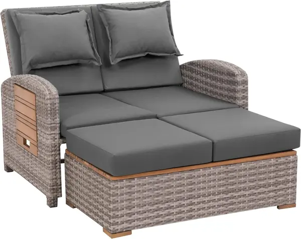 Rattan-Lounge Bahia Tobago, Gartensofa mit Bettfunktion…