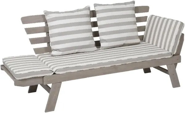 Sitzbank Hawaii Weiß/Grau aus Holz [198 x 78 x 68 cm]…