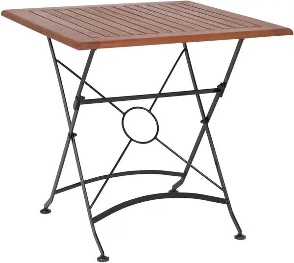 Tisch Borkum akazie, Gartentisch mit Stahlgestell in…